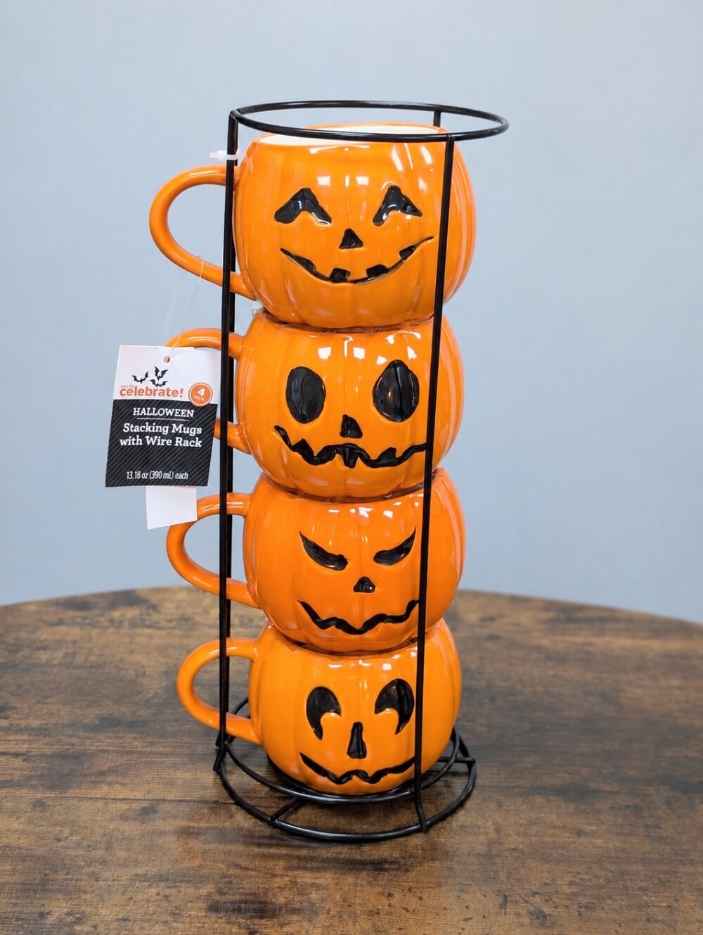 Stacking Pumpkin Mug 4 Set 13.8 Oz